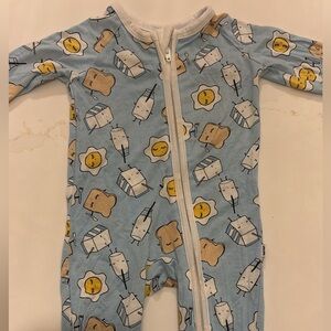 Little Sleepies Blue One Piece with Cute Breakfast Print